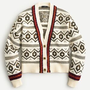 JCrew Fair Isle Cardigan Sweater XL Wool Blend Nordic Grandpa Taylor Swift Style